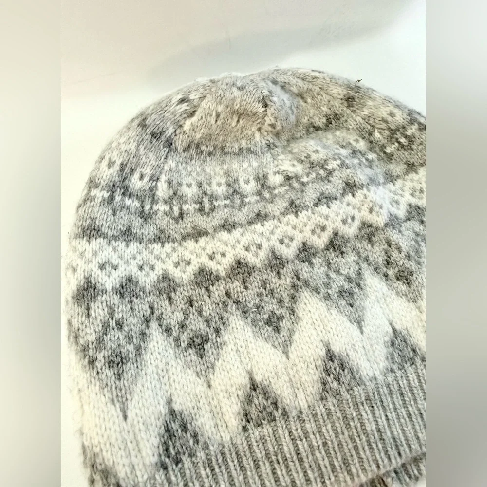 Vineyard Vines Tonal Grey Fairisle Hat Cashmere Wool Beanie NWT Preppy OS